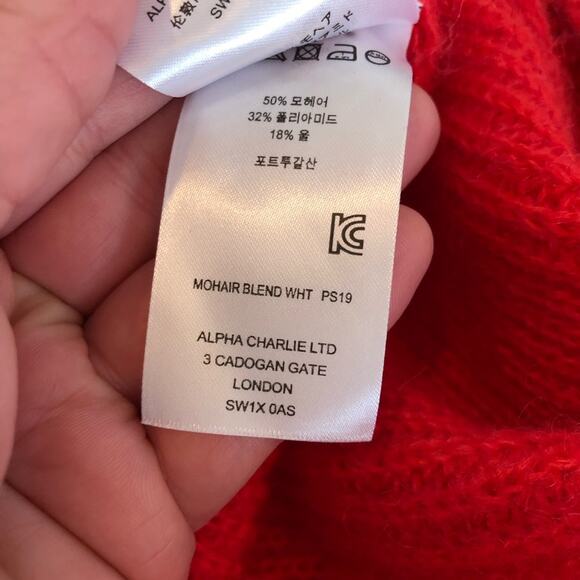 Alexachung red wrap style open back mohair blend sweater size Medium - Picture 9 of 16